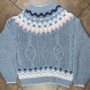 Vinatge Sweater Woman’s Fair Isle Nordic Hand Knitted Cottagecore Sz Med